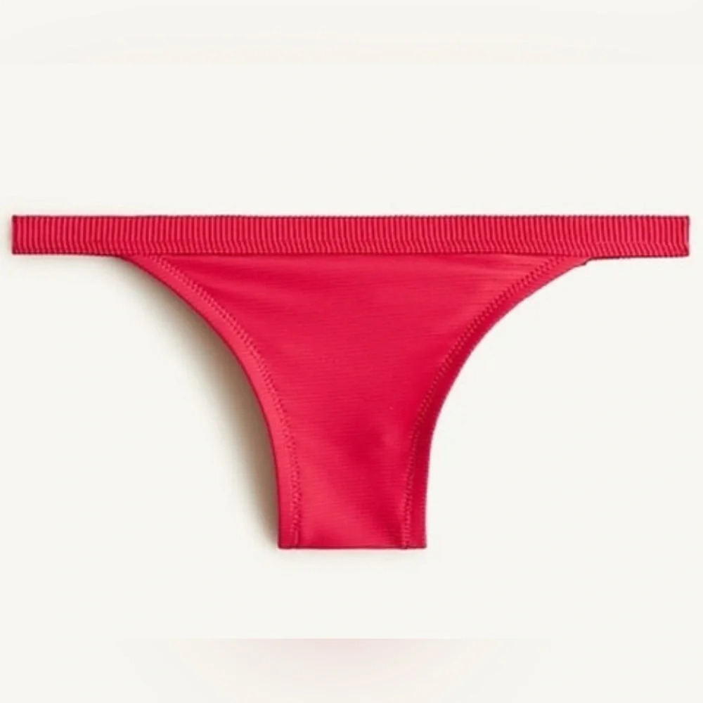 J.Crew Pink Ribbed-trim hipster full-coverage bikini bottom Plus Size 2X - Picture 2 of 3